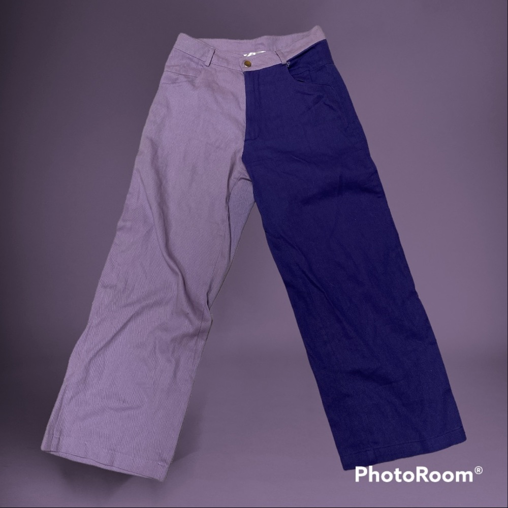 HOSBJERG Alina Colorblock Half & Half lavender high wasted hipster pants